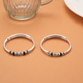 Black and Blue Glass Beads Silver Baby Bangles