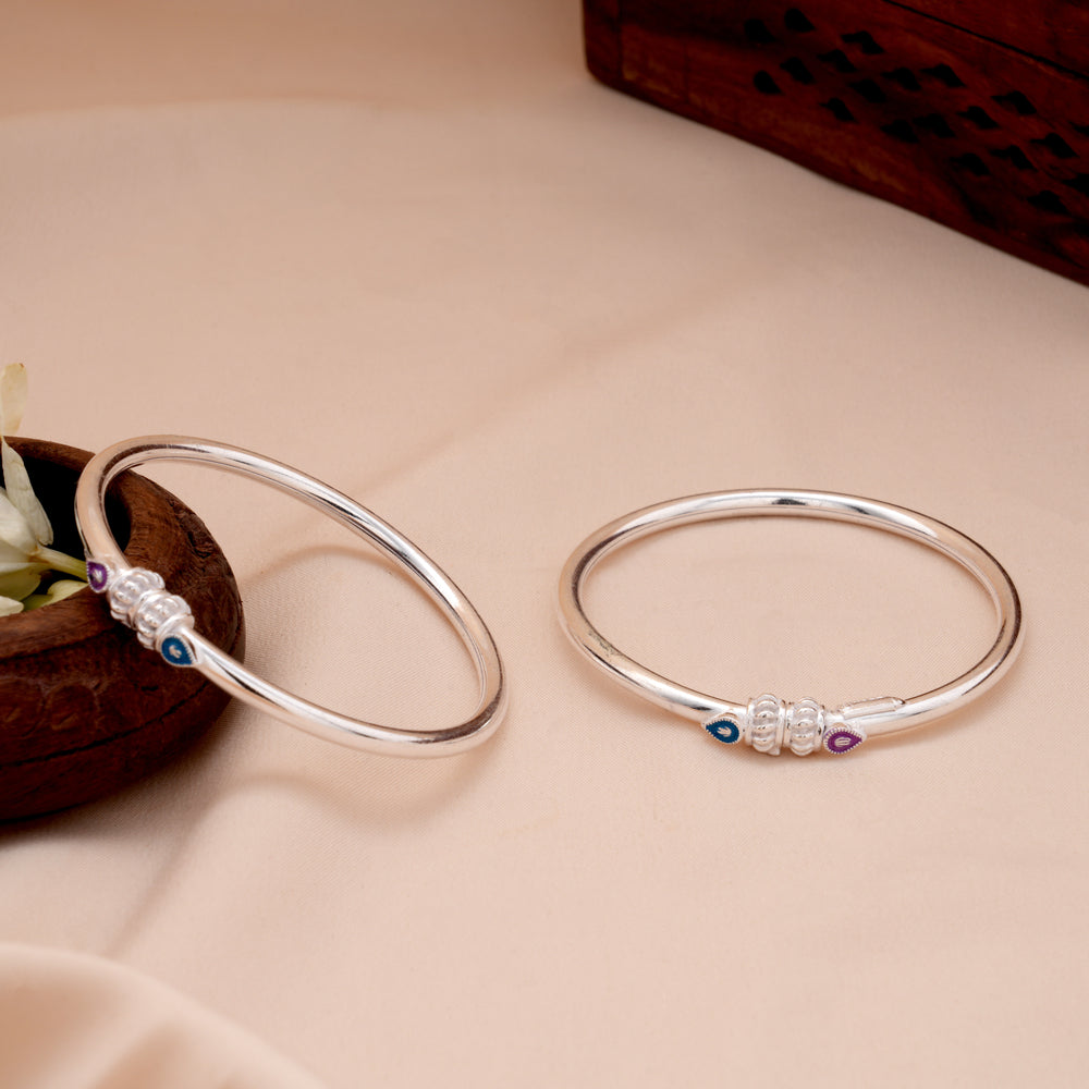 Textured with Enamel Silver Bead Kada