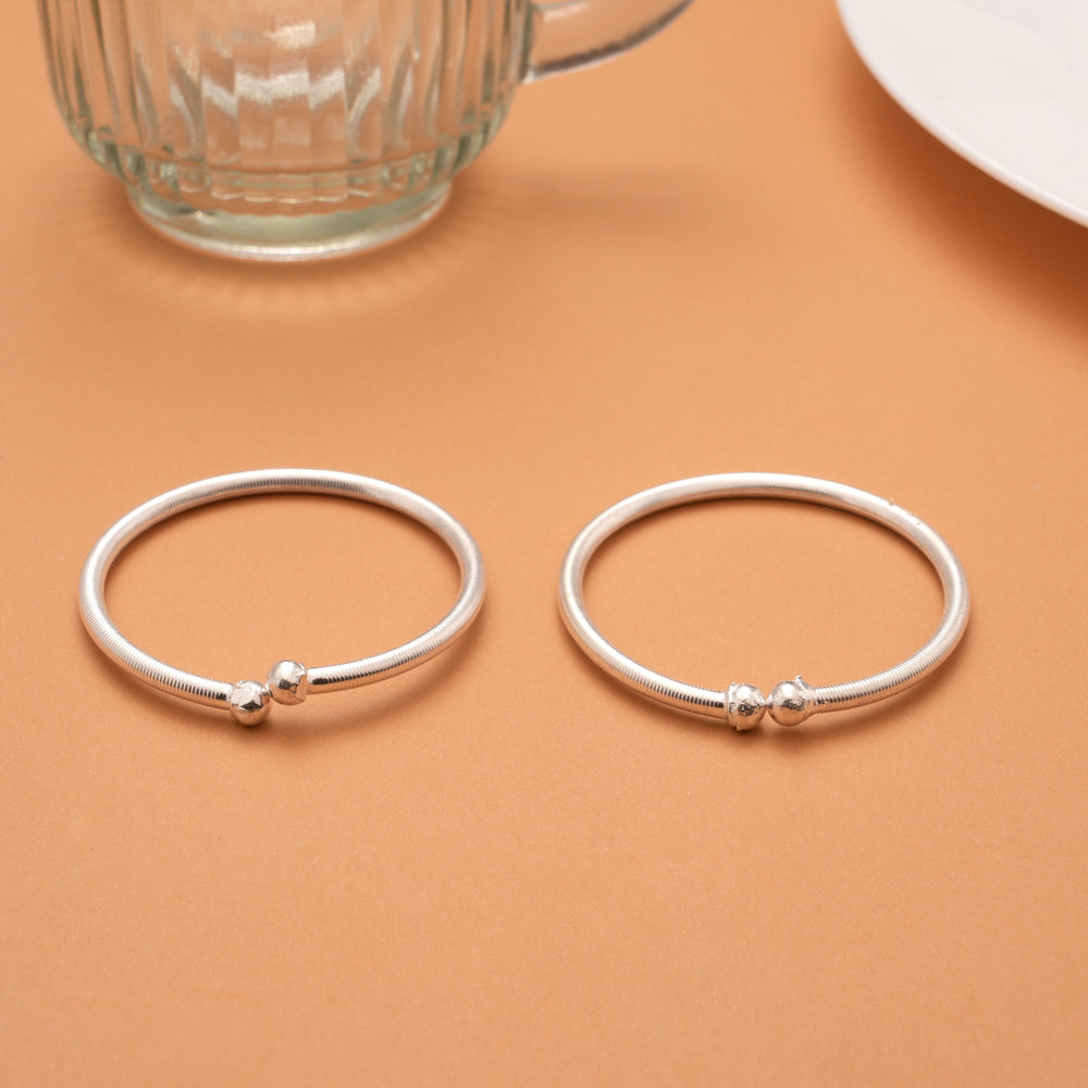 Classic Plain Design Silver Baby Bangles