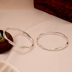 Classic Curve Design Silver Bangle Kappu