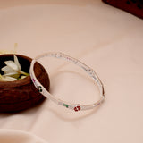 Premium Floral Enamel Silver Bangle