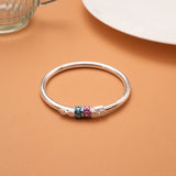 Sleek Purple Color Floral Enamel Silver Bangles