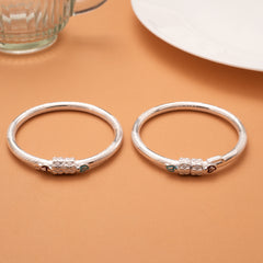 Classic Intricate Floral Design Silver Bangles