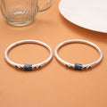 Dazzling Dual Color Enamel Silver Bangles