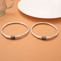 Dual Color Floral Enamel Silver Bangles