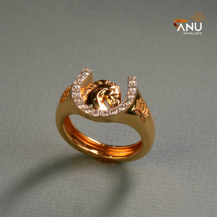 Diamond Horseshoe with Horse Head Ring