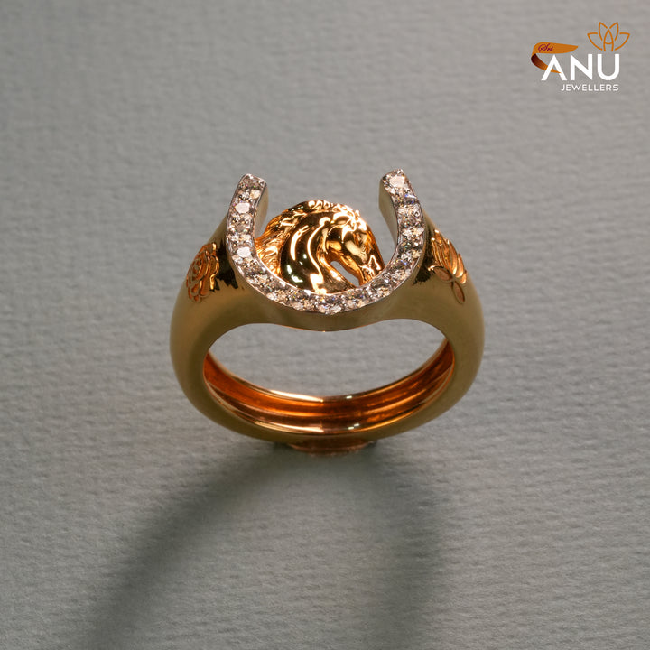 Diamond Horseshoe with Horse Head Ring