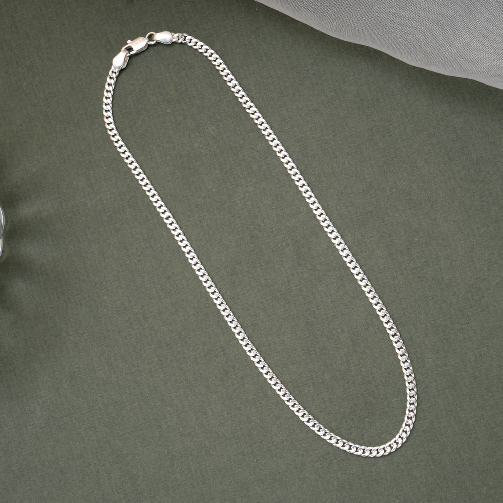 Bold Curb Design Link Silver Men’s Chain