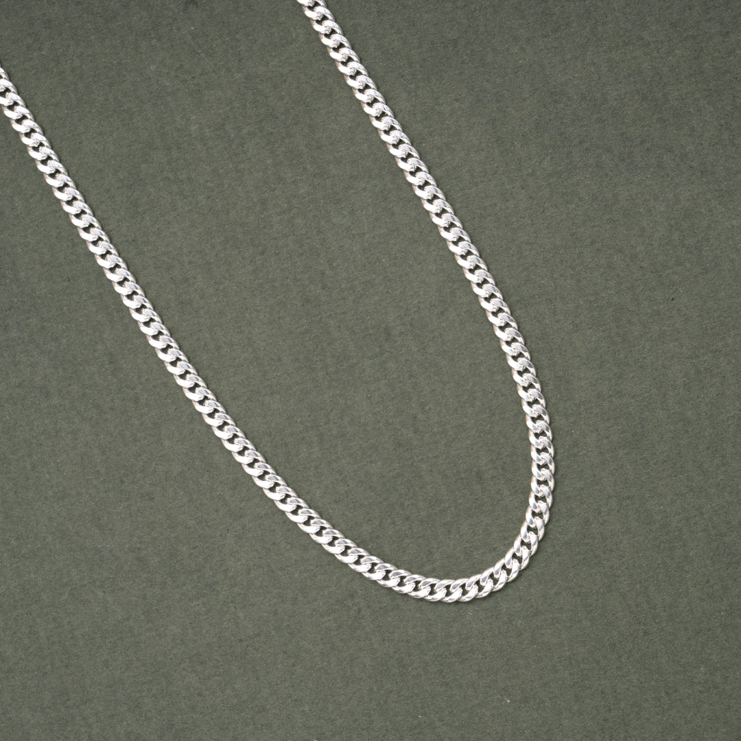 Bold Curb Design Link Silver Men’s Chain