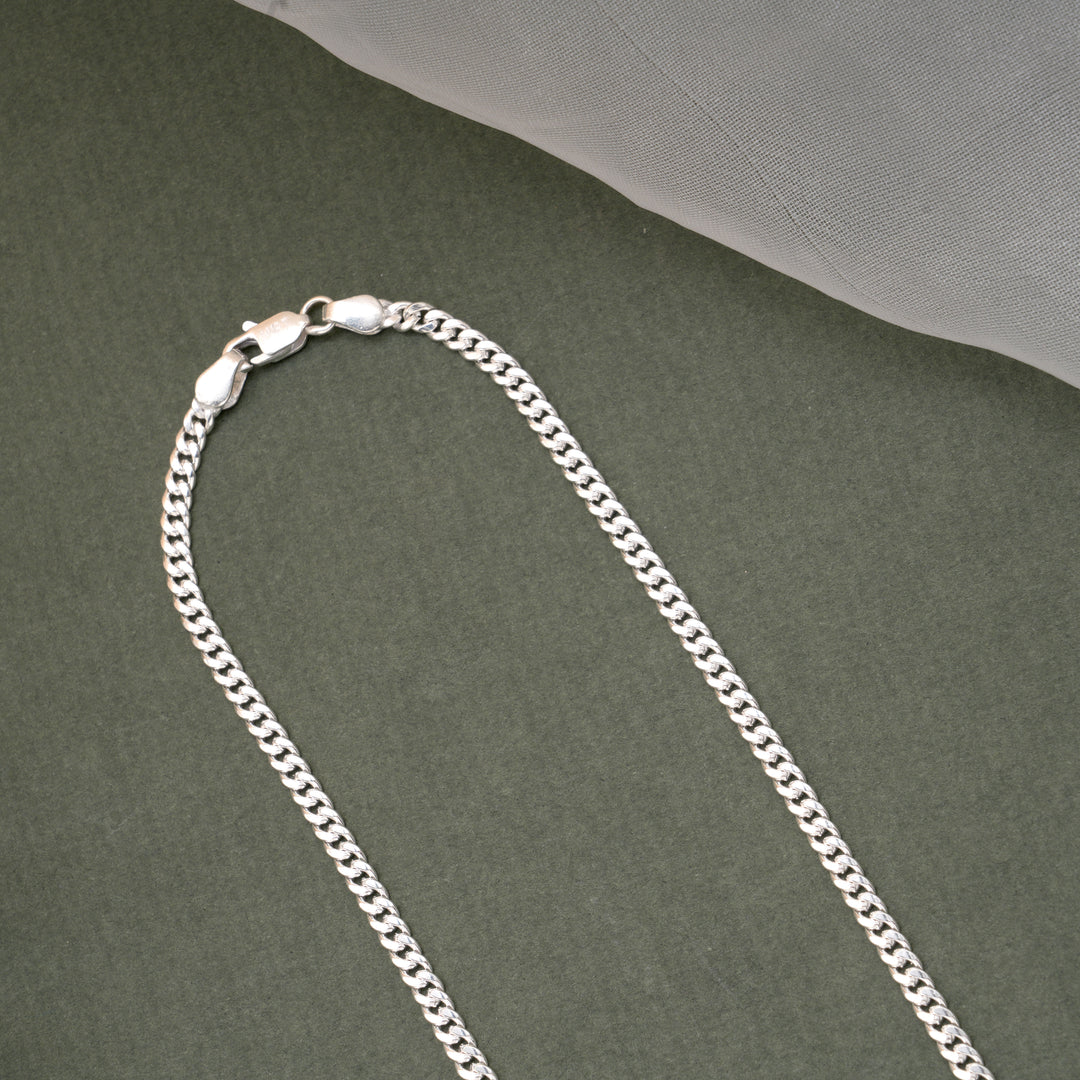 Bold Curb Design Link Silver Men’s Chain