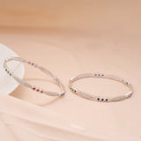 Minimalist Tri Stone Design Silver Bangle