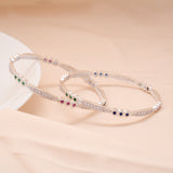 Minimalist Tri Stone Design Silver Bangle