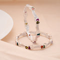 Stylish Heart with Leaf Design Silver Bangle