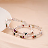 Stylish Heart with Leaf Design Silver Bangle