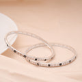 Fancy Square Design Enamel Silver Bangle