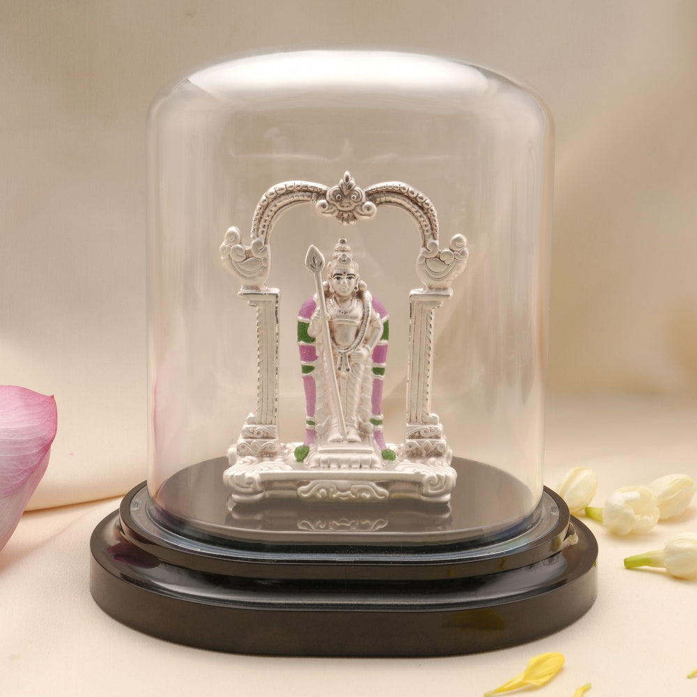 Divine Murugan Silver Car Stand Idol