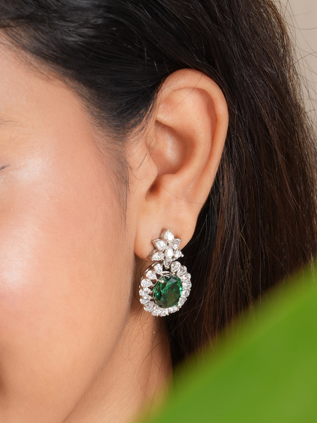 Crystal Drop Emerald Necklace Set