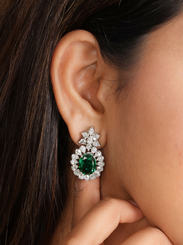 Crystal Drop Emerald Necklace Set