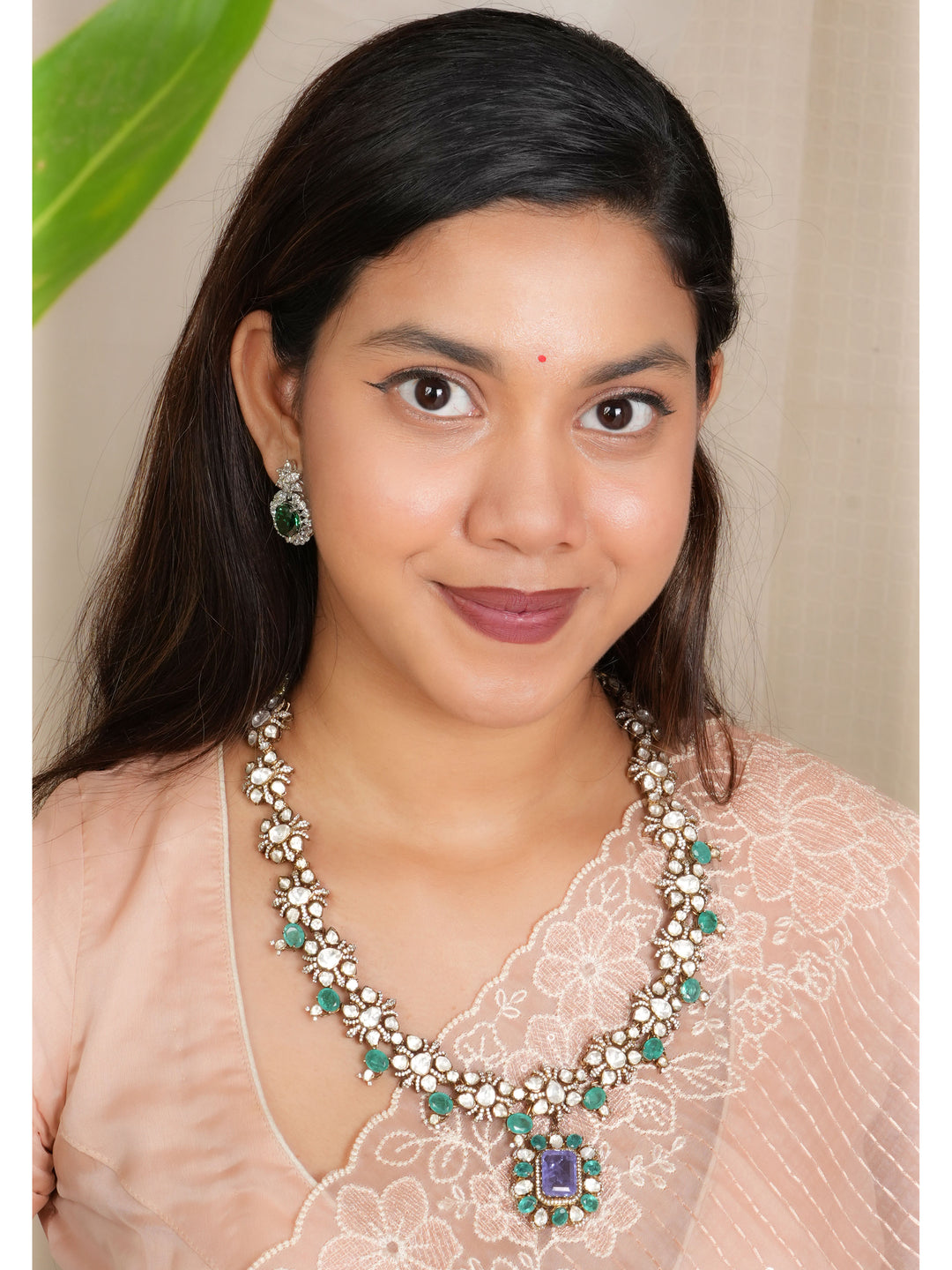 Emerald Pearl Long Necklace