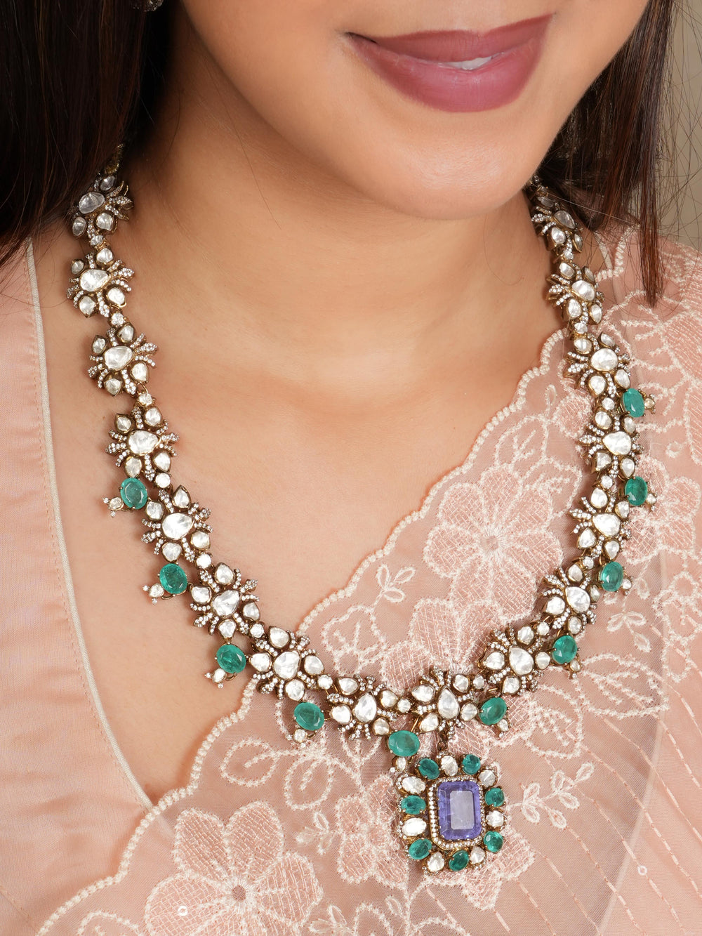 Emerald Pearl Long Necklace