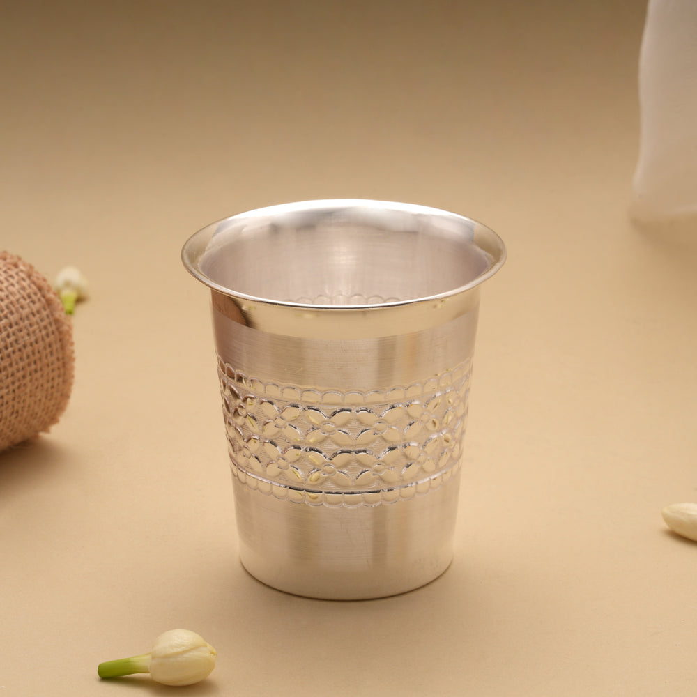 Minimal Middle Line Blossom Silver Tumbler