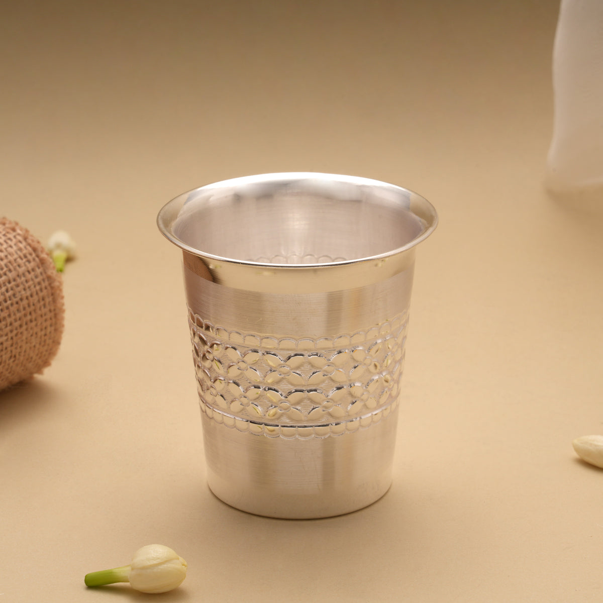 Minimal Middle Line Blossom Silver Tumbler
