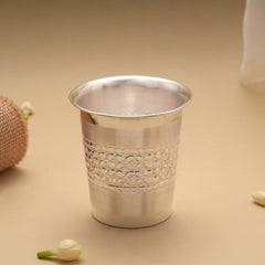 Minimal Middle Line Blossom Silver Tumbler