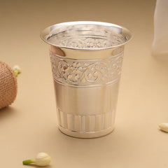 Grand Leaf Engraved Silver Tumbler
