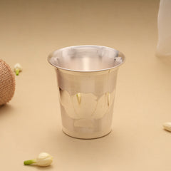 Regal Lotus Leaf Design Silver Tumbler