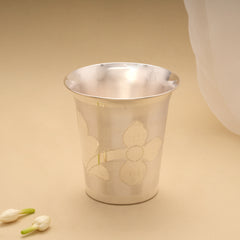 Beautiful Rose Engraved Silver Tumbler