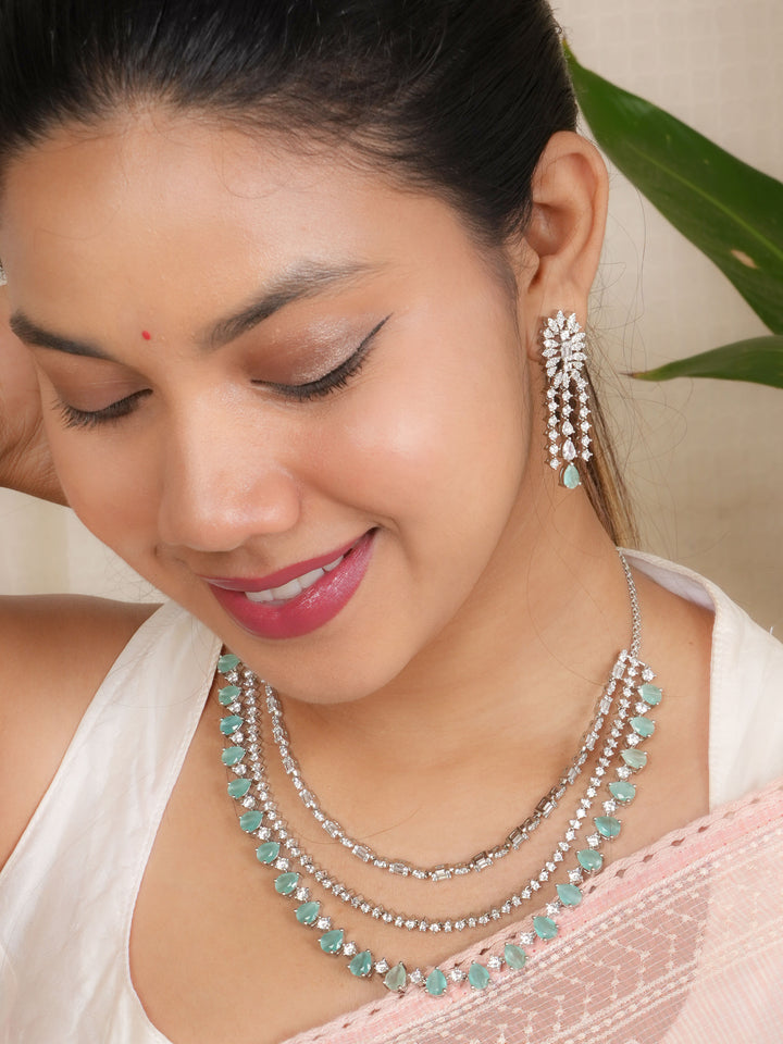 Green Cubic Crystal Necklace Set