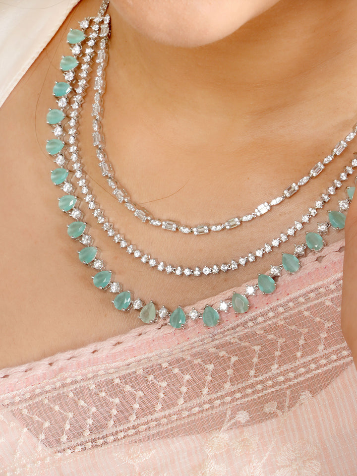 Green Cubic Crystal Necklace Set