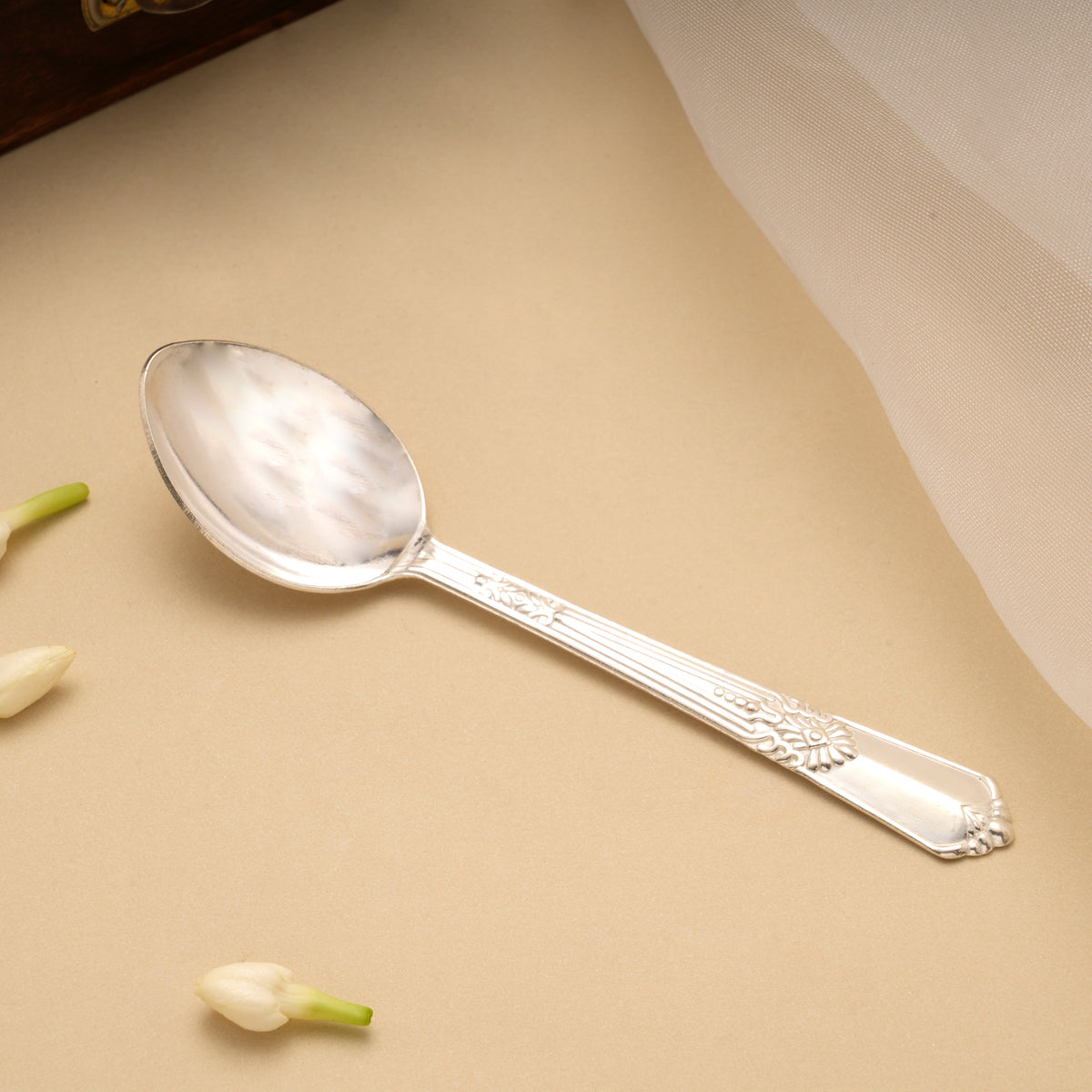 Joyful Silver Baby Feeding Spoon