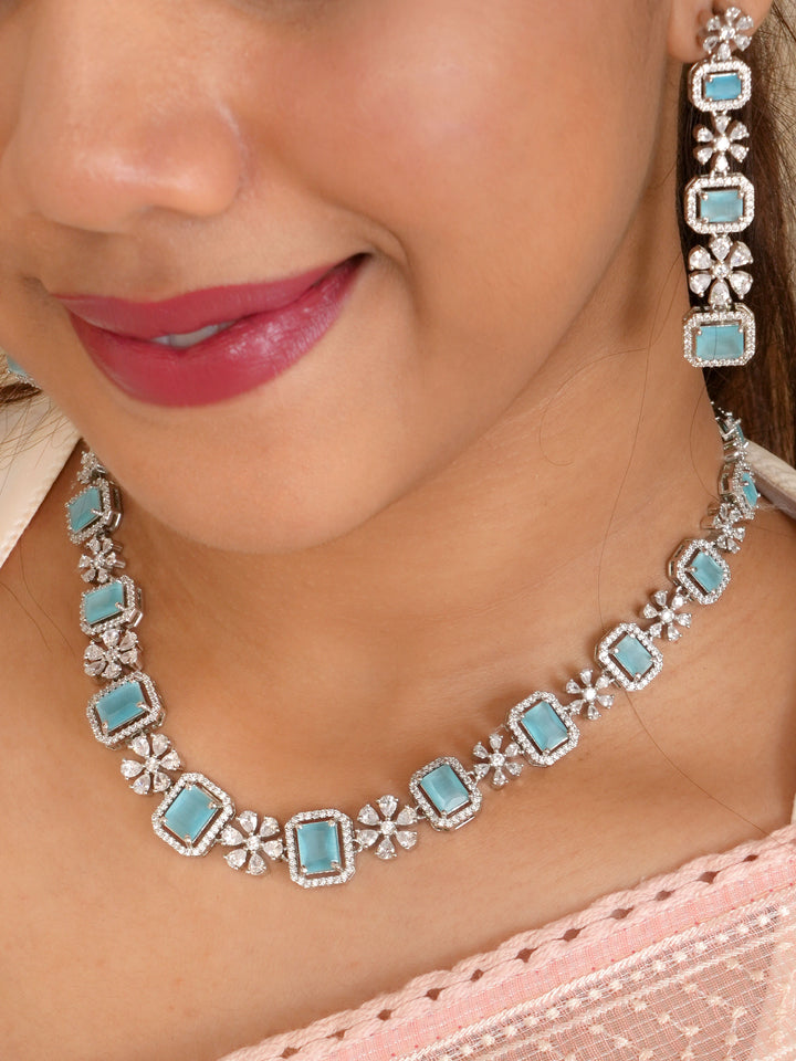 Cubic Zirconia Studded Necklace Set