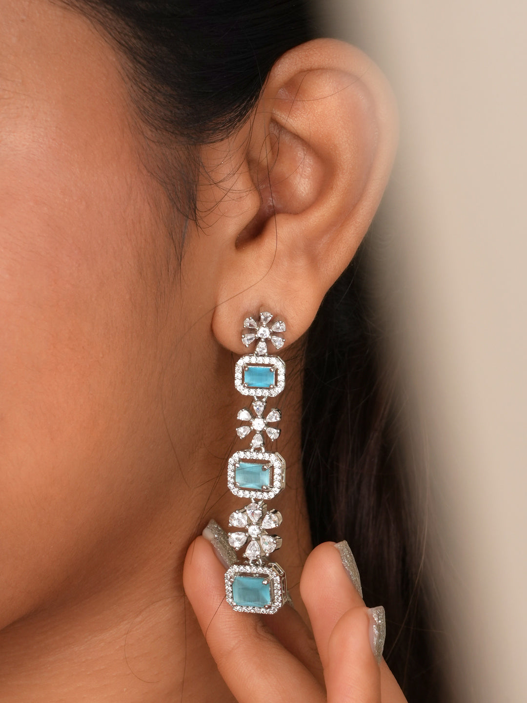 Cubic Zirconia Studded Necklace Set