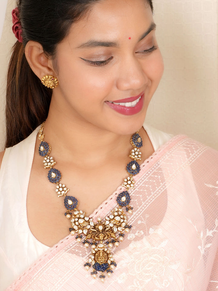 Antique Blue Beads Lakshmi Haram
