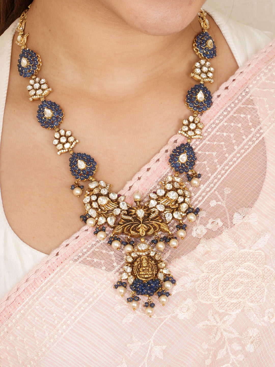 Antique Blue Beads Lakshmi Haram