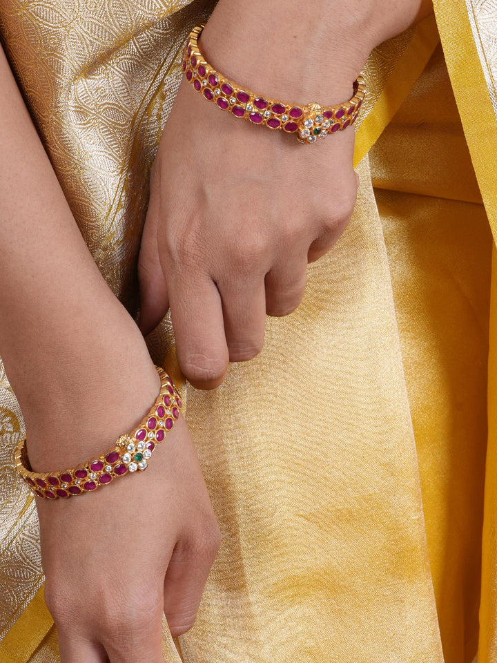 Ruby Blossom Precious Stone  Bangle