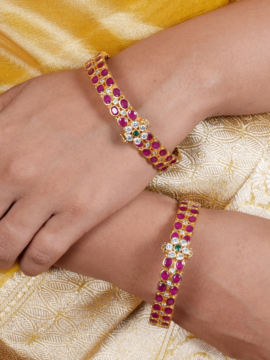 Ruby Blossom Precious Stone  Bangle