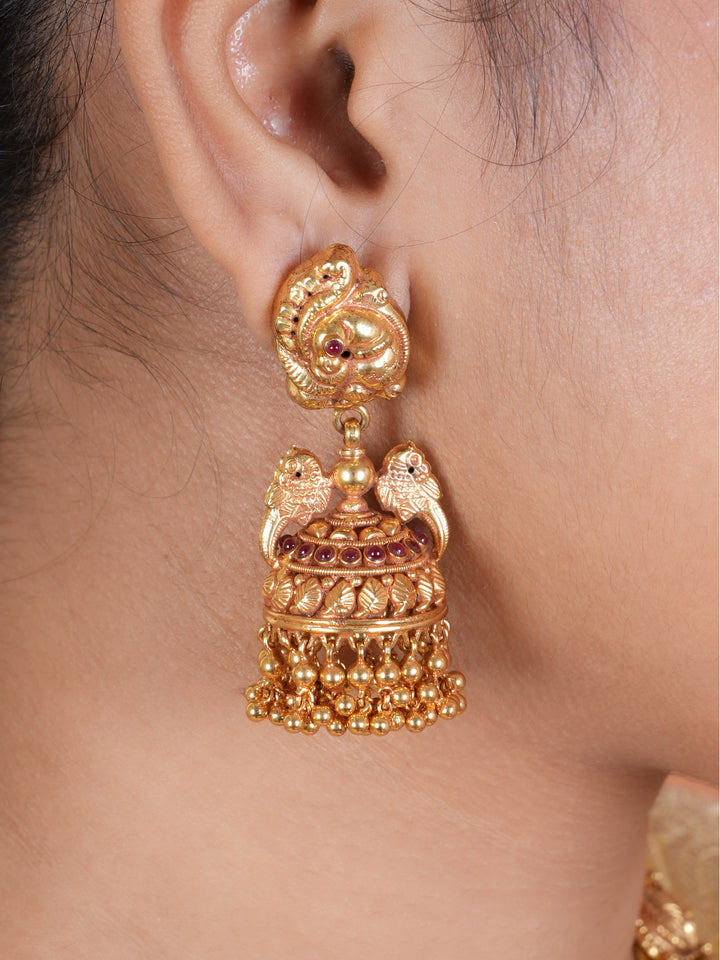 Peacock with Golden Balls Drop Design Jhumka