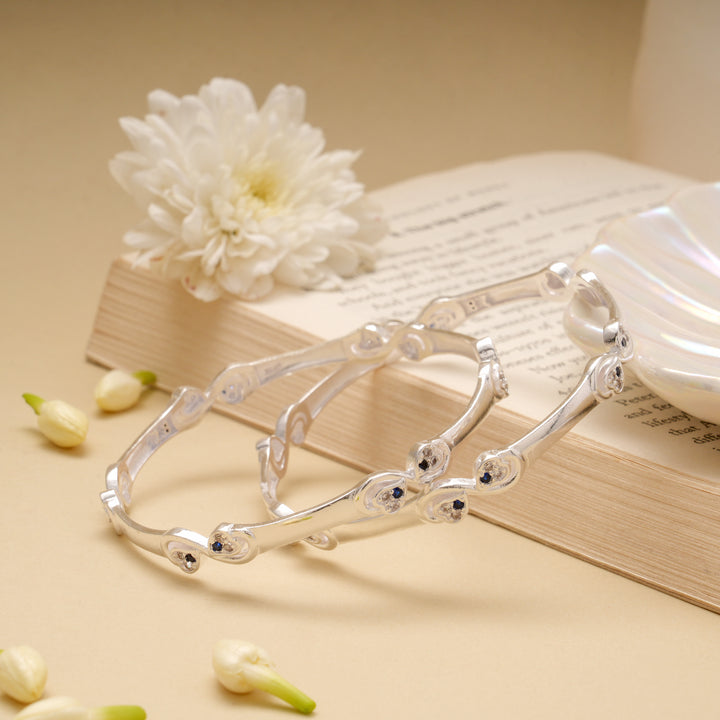 Modern Infinity Heart Design Silver Bangle