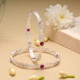 Radiant Ruby Stone Silver Bangle