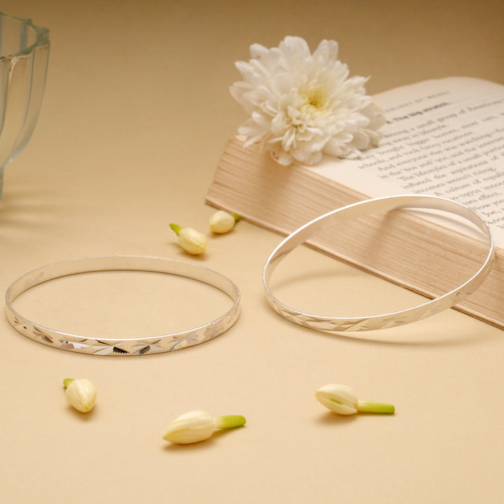 Trendy Laser Cut Silver Bangle