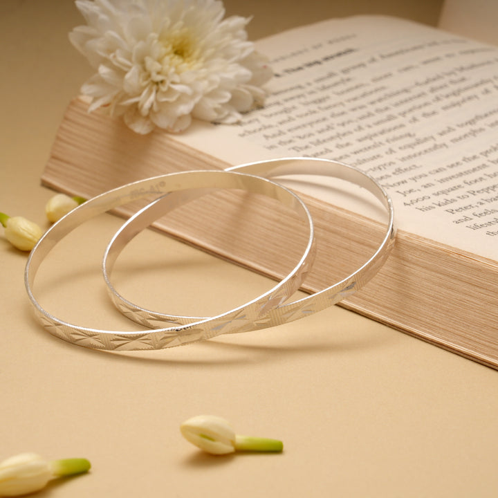 Trendy Laser Cut Silver Bangle