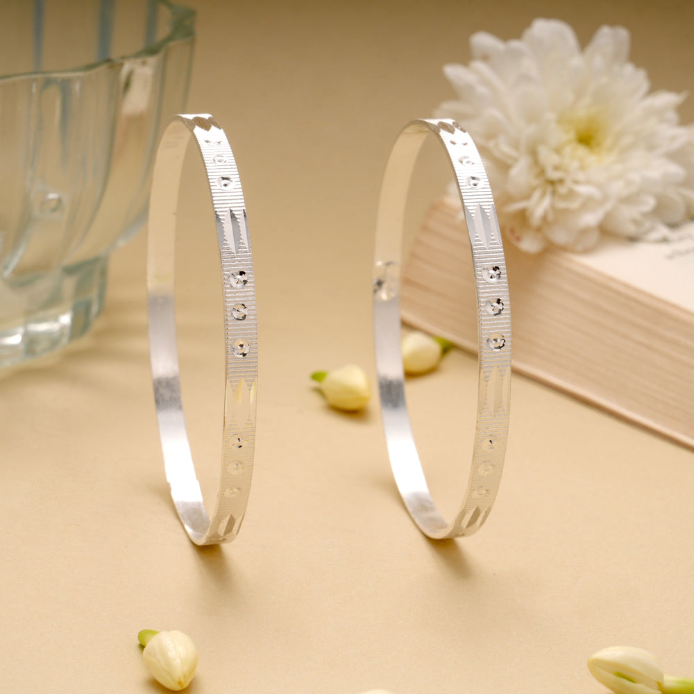 Regal Laser Engraved Silver Bangle