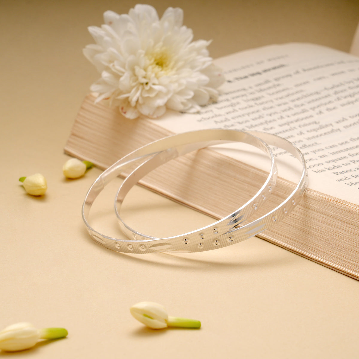 Regal Laser Engraved Silver Bangle