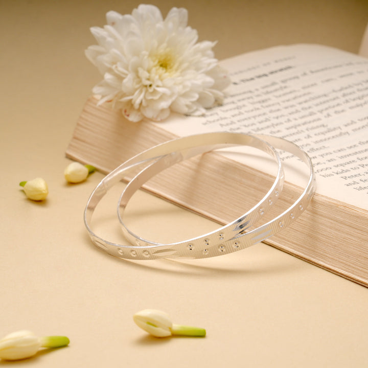 Regal Laser Engraved Silver Bangle