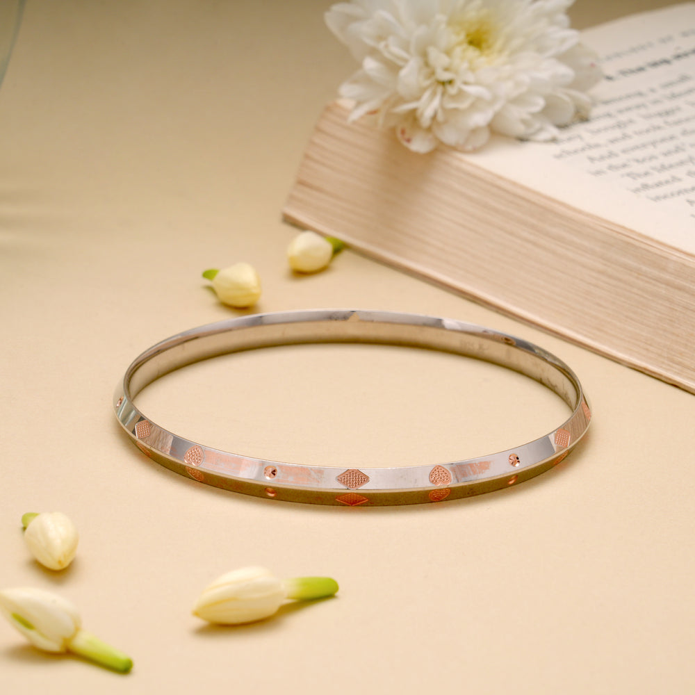 Minimal Floral Pattern Silver Men’s Kada