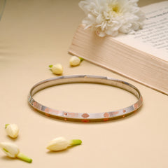 Minimal Floral Pattern Silver Men’s Kada