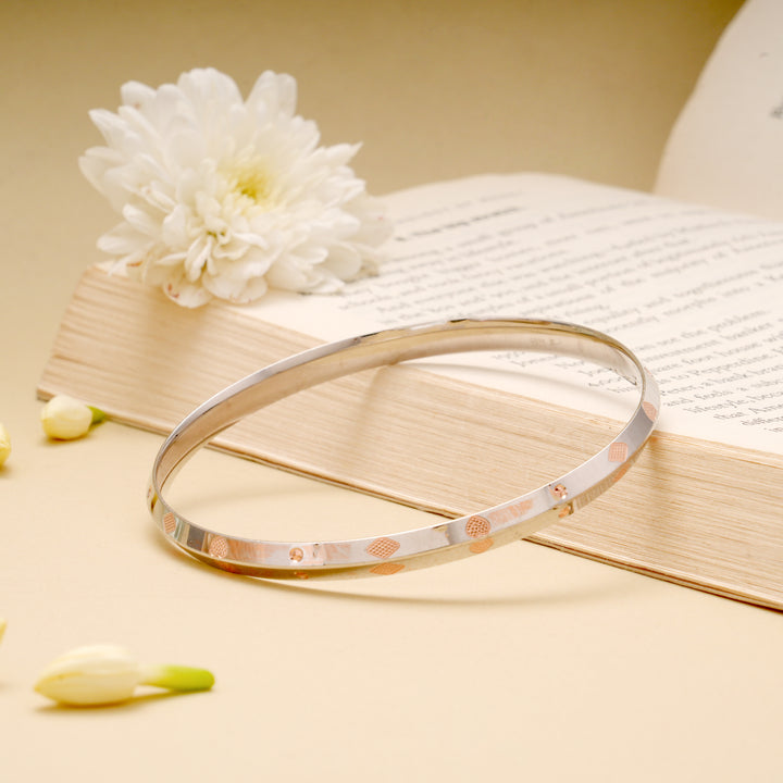 Minimal Floral Pattern Silver Men’s Kada